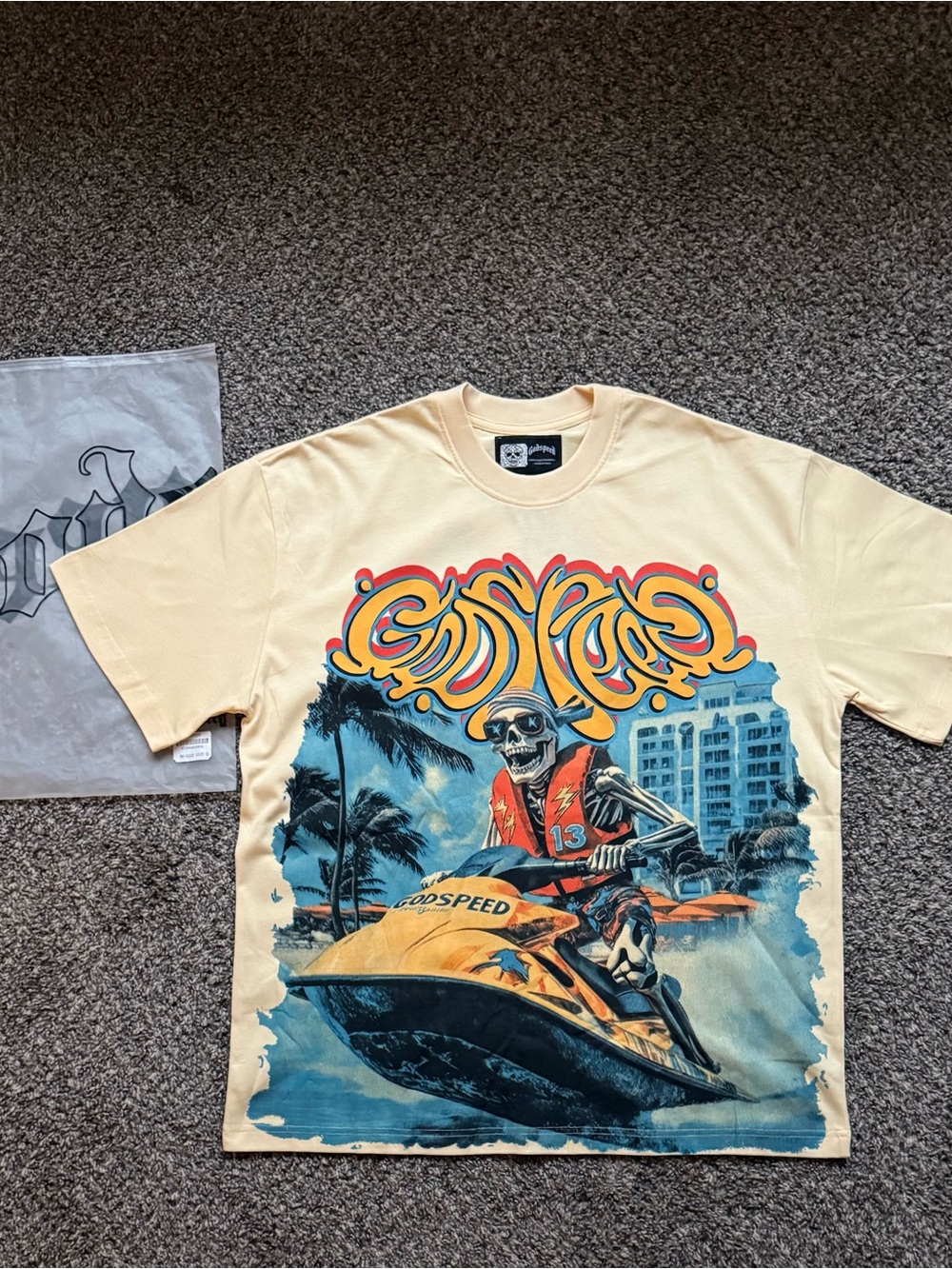 Cream Graphic Jet Ski Short Sleeve Tee